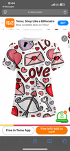 Love You Themed Scrub Top for Women Casual V-Neck